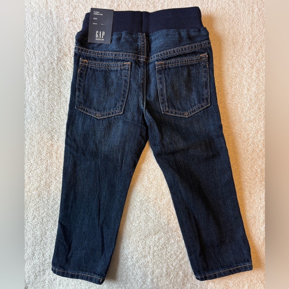 NWT GAP Kids Navy Denim Slip On Pants, Size 2T - Picture 4 of 4